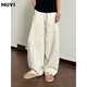 牧唯慵懶風(fēng)感薄款長(cháng)褲男夏季新亞麻透氣休閑寬松大碼闊腿直筒褲子 米杏色 XL [建議140-160斤]