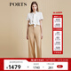 PORTS寶姿商場(chǎng)同款2022春夏新款女裝“卡其棕腰帶裝飾”直筒褲 鹿茸棕 S (4)