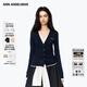 ANN ANDELMAN【膩膩同款】官方直營(yíng)2025秋季拼接針織衫假兩件長(cháng)袖V領(lǐng)開(kāi)衫 深寶藍 XS