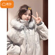 棉致大毛領(lǐng)連帽棉服女冬季加厚保暖棉衣休閑高級感工裝外套羽棉襖絨服 1240灰色【高品質(zhì)】 M 95-110斤