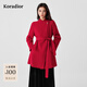 珂萊蒂爾【瑰麗大衣】25冬新100綿羊毛雙面呢大衣圣誕紅女中長(cháng)外套騏驥紅 中紅色 2XL