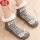 浪莎（LangSha）冬天神器暖腳襪女睡覺(jué)襪床上圣誕保暖宿舍被窩捂腳襪毛線(xiàn)防滑襪 V型灰色雪花 1雙 均碼 (35-43碼)