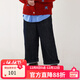 允兒媽女童秋季假兩件拼接撞色牛仔褲寶寶秋冬直筒褲兒童新款褲子 牛仔深藍 現貨 110