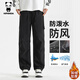 HIPANDA你好熊貓男士工裝褲2025年秋冬新款加絨寬松直筒休閑沖鋒男款褲子 黑色加絨 3XL