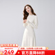 秋水伊人甜美氣質(zhì)半高領(lǐng)毛衫連衣裙冬季新款女內搭長(cháng)袖針織裙 米白 S
