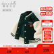 戴維貝拉（DAVE＆BELLA）童裝加絨兒童棒球服小童冬裝外套寶寶衣服保暖兒童上衣男寶外衣 墨綠【現貨】 100 cm（建議身高90-100cm）