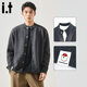 :CHOCOOLATEit美式復古開(kāi)衫毛衣男冬季新款休閑針織衫外套 霧隱黑灰 M
