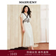 MAXRIENY復古宮廷浪漫風(fēng)撞色蕾絲連衣裙仙美裙子 米白 M 02/36