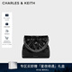 CHARLES&KEITH鏈條單肩腋下托特包流浪包包女包女友生日圣誕禮物CK2-20671559 Noir黑色 M