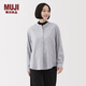 MUJI女式 法蘭絨立領(lǐng)長(cháng)袖罩衫 女士格子襯衫襯衣女裝25年冬季BC2OHC5A 淺灰色 S (155/80A)