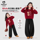 小豬班納（PEPCO）女童冬裝套裝新年加絨馬年洋氣三件套紅色氛圍感圍巾兒童潮流穿搭 【新年限定冬季加絨三件套01】衛衣+彎刀褲+圍巾 120 【推薦40-53斤】