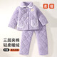 紫色花語(yǔ)【加絨加厚夾棉】秋冬女童卡通睡衣青少年家居服保暖紫色160