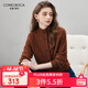 科蒙博卡2025秋冬新款高領(lǐng)羊毛衫女裝加厚開(kāi)衫外套寬松針織毛衣上衣 焦糖色 M