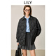LILY2025冬新款女裝經(jīng)典菱格紋襯衫領(lǐng)90鴨絨黑色羽絨服外套中長(cháng)款 525碳黑色 M