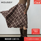 moussy 2025秋冬新品復古格紋不規則裙擺長(cháng)款半身裙028IAA31-1027 065花紋棕色 M