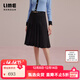 LIME朗姿集團LIME萊茵高腰A字百褶半裙黑色25夏新款通勤半身裙 夜幕黑色 M