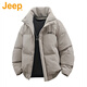 JEEP美國正品高端長(cháng)袖開(kāi)衫立領(lǐng)棉服外套秋冬季男裝痞帥加厚防寒上衣服 淺卡其 【專(zhuān)柜同款】 XL