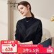 兆君秋冬時(shí)尚金銀絲交融半高領(lǐng)羊絨衫女裝 偏厚休閑毛衣針織衫 深藏青 M