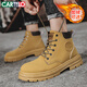 卡帝樂(lè )鱷魚(yú)（CARTELO）馬丁靴男2025秋冬季工裝靴子男休閑高幫男靴英倫厚底黃靴 土黃 41