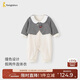 童泰（TONGTAI）嬰兒連體衣春秋季女寶寶衣服女童休閑假兩件哈衣翻領(lǐng)爬服黑色66cm