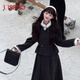 UISSMO套裝女秋冬韓系富家千金小香風(fēng)穿搭雙排扣外套半身裙兩件套 灰黑色套裝(送皮帶) S 80-99