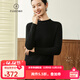 帕什  【25新款新色】羊絨衫女100山羊絨秋冬半高領(lǐng)卷邊毛衣女 PS-09 黑色 L