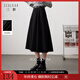 三彩2025冬季新款高腰半身裙磨毛A字裙顯瘦中長(cháng)裙大擺傘裙女 經(jīng)典黑 M 160/68A