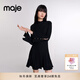 Maje2025秋冬女裝法式時(shí)尚黑色喇叭袖這周裙擺收腰短款針織連衣裙 黑色 T36