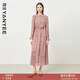 顏域碎花襯衫連衣裙女2025新款早秋長(cháng)袖收腰過(guò)膝女士氣質(zhì)雪紡長(cháng)裙 粉花 XL