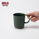 MUJI炻瓷 馬克杯 水杯杯子 桌面 帶把手 咖啡杯 家用 綠色 L 490ml
