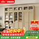 笛禧鋼制書(shū)柜中古風(fēng)落地書(shū)架置物柜客廳大容量?jì)ξ锕褡訉W(xué)生臥室收納柜 米黃色對開(kāi)上玻下鐵門(mén)