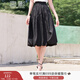 香影黑色花苞裙半身裙女高腰2025夏季新款肌理感中長(cháng)款法式a字裙 黑色 M