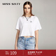 MISS SIXTY夏T恤女圓領(lǐng)套頭寬松短款四葉草刺繡上衣 漂白 S