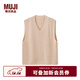 無(wú)印良品（MUJI）女式 羊絨 背心 針織毛衣女裝上衣外套冬季 BG69CC4A 米色 L （165/88A）