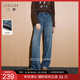 三彩【加絨】2025冬季新款寬松收腰牛仔褲長(cháng)褲直筒褲保暖百搭M