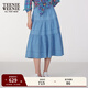 Teenie Weenie小熊女裝牛仔半身裙2025夏季新款復古長(cháng)裙丹寧蛋糕裙 淺藍色 XS