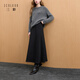 三彩2025冬季新款簡(jiǎn)約優(yōu)雅松緊腰半身裙氣質(zhì)通勤A(yíng)字裙長(cháng)裙M 深邃灰 M 160/68A