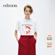 editionT恤女金鱗新春系列設計感錦鯉印花純棉白色短袖上衣 漂白色 S
