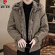 皮爾卡丹（pierre cardin）冬季座山雕棉服男士高級感痞帥炸街大翻領(lǐng)毛毛外套加厚夾克保暖 咖色 XL 【120-135】