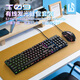 靈蛇（LINGSHE）有線(xiàn)字符發(fā)光鍵盤(pán)鼠標 機械手感游戲電競筆記本臺式電腦外設 薄膜鍵鼠套裝 T09