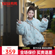 鴨鴨（YAYA）鞠婧祎同款羽絨服女短款2025秋冬新款時(shí)尚甜美印花保暖外套XJ 藍色 S (155/80A)
