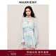 MAXRIENY浪漫度假連衣裙暈染印花仙女森系氣質(zhì)裙子 藍花 S 01/34