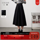 三彩2025冬季新款高腰半身裙磨毛A字裙顯瘦中長(cháng)裙大擺傘裙女 經(jīng)典黑 M 160/68A