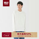 無(wú)印良品（MUJI）男式 天竺編織 圓領(lǐng)長(cháng)袖T恤 男士 打底衫 白色5A XL
