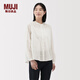 MUJI 女式 棉紗 長(cháng)袖罩衫 女士襯衫襯衣內搭女裝25年秋季上衣BC2O7A5A 米白色 M （160/84A）