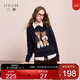 三彩2025冬季新款小熊針織衫圓領(lǐng)寬松毛衫套頭休閑M