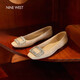 NINE WEST/玖熙復古法式方口鉆扣平跟女單鞋 NH465006SK 杏色37