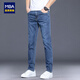 MBA牛仔褲男春夏季新款修身直筒韓版高端彈力淺色休閑男士長(cháng)褲子 1213深藍 33 碼
