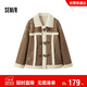 森馬（Semir）外套女牛角扣翻領(lǐng)寬松文藝2024冬季仿麂皮仿兔毛夾克109724108011