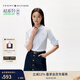 Tommy Hilfiger25春夏新款女裝府綢通勤商務(wù)休閑通勤翻領(lǐng)長(cháng)袖襯衣襯衫外套 藍白條紋0A9 M 36